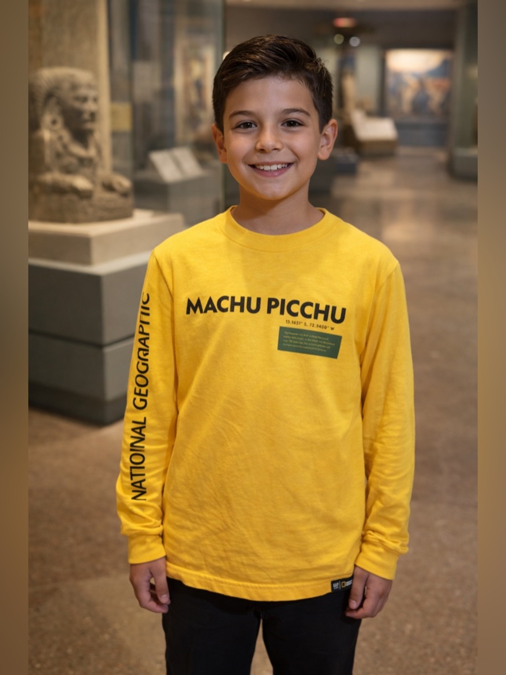 Gap Kids- National Geographic Yellow Machu Picchu Long Sleeve Shirt Size Large